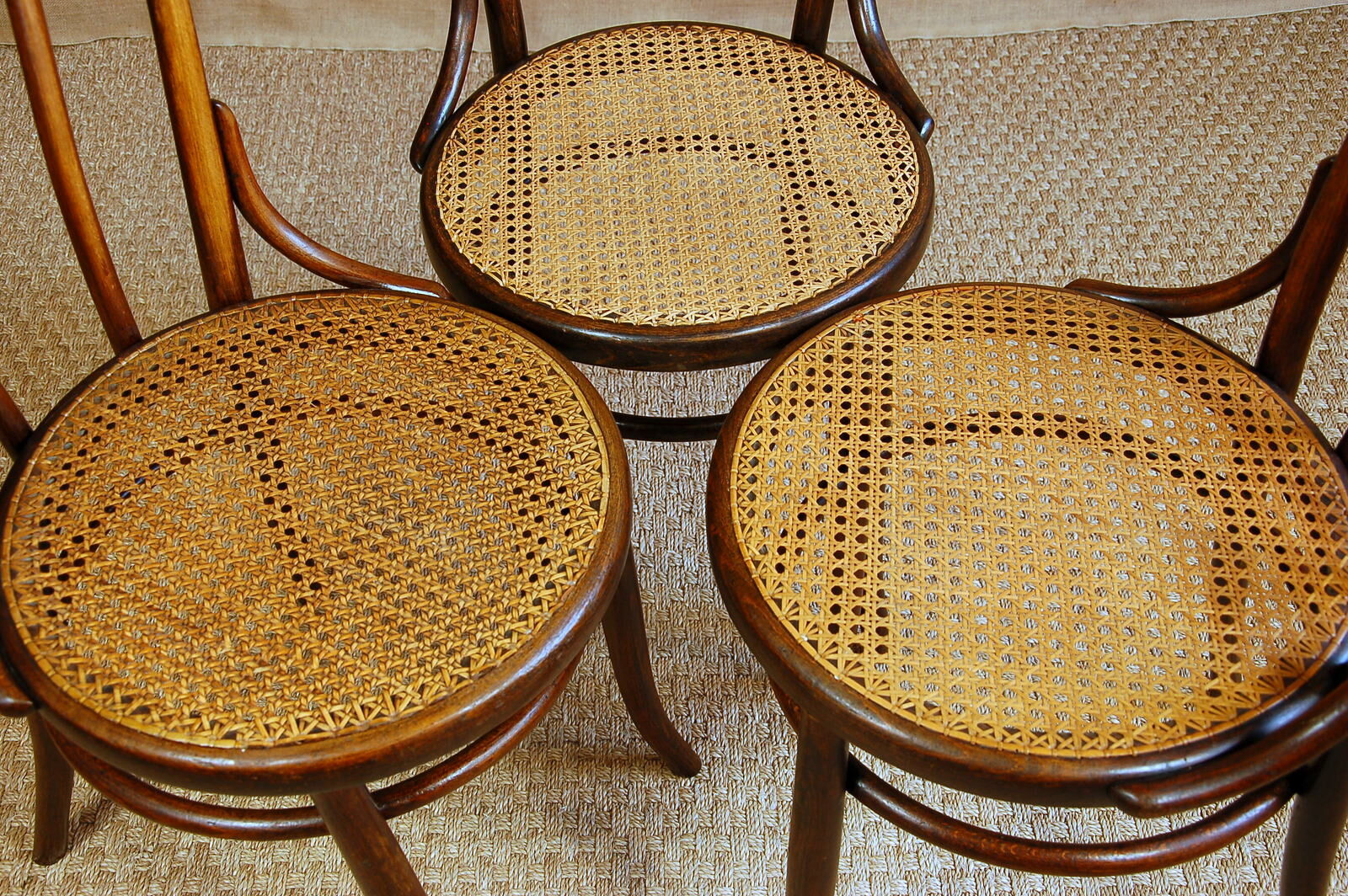 3 chairs bistro fischel n ° 14-18 beginning 20th cane