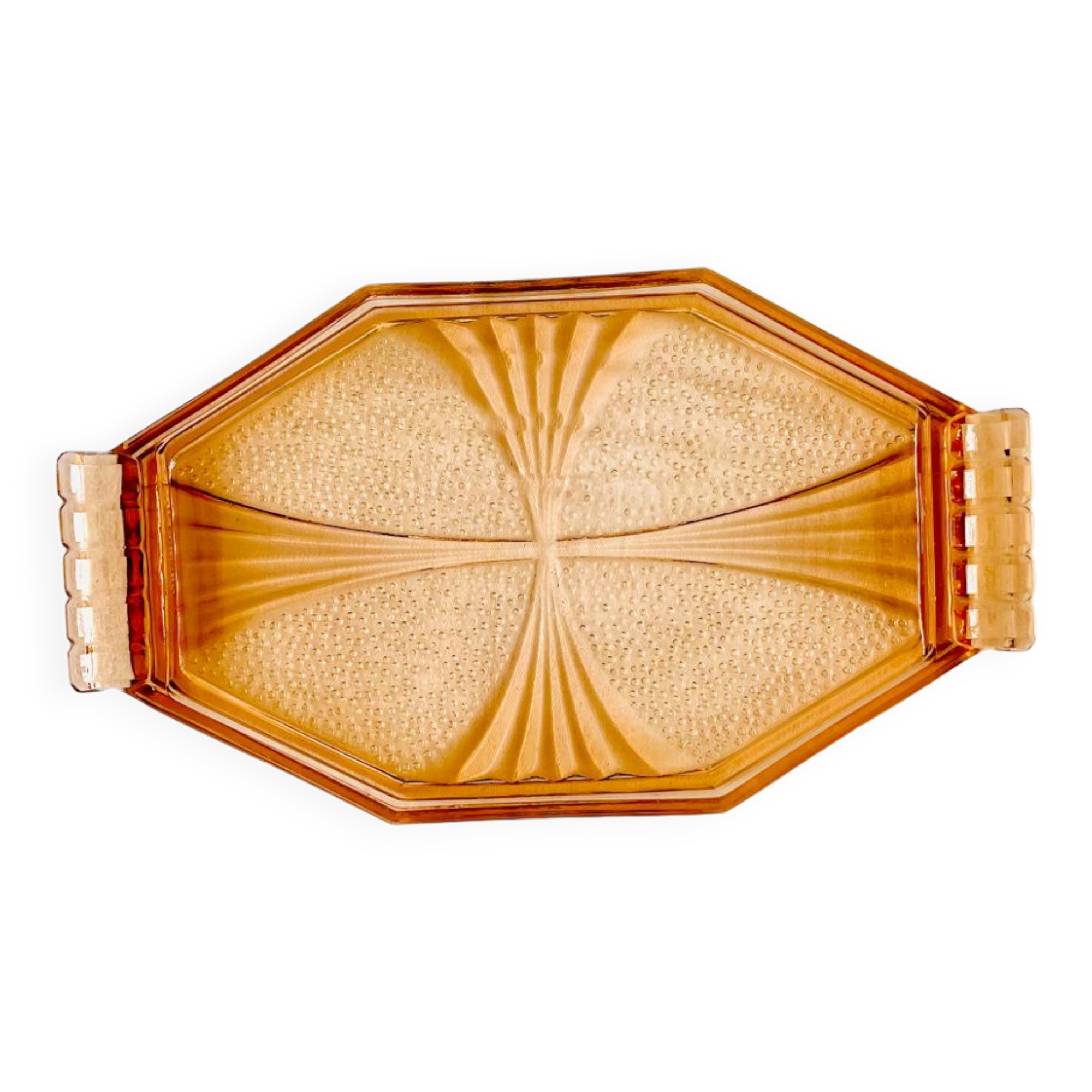Plateau verre rose art deco