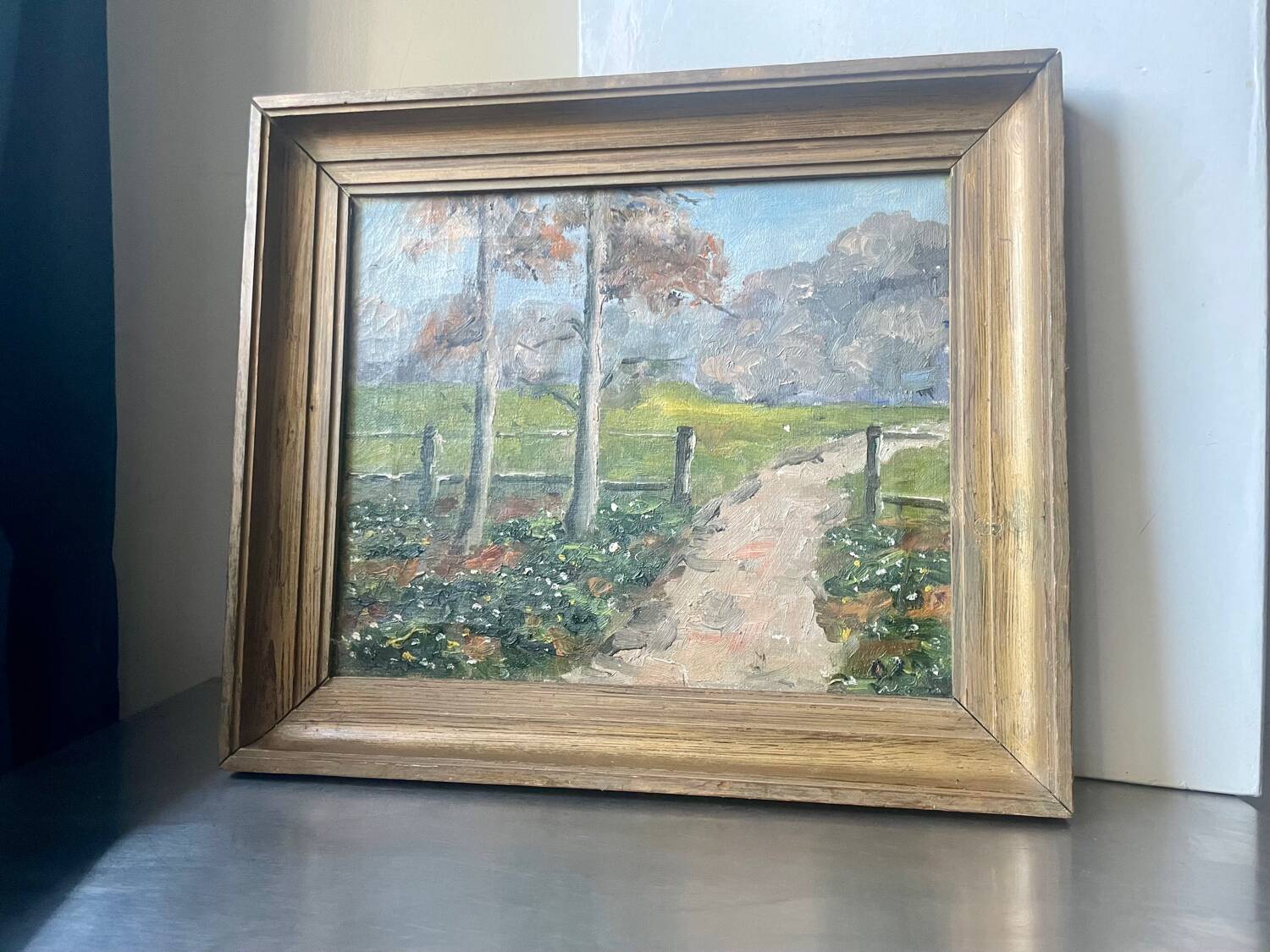Vintage Landscape oil on canvas With Wooden frame
