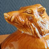 Terrine Vintage Tête de Sanglier en Céramique, Plat de Service Gibier