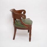 Louis Philippe gondola office chair green leather and wood
