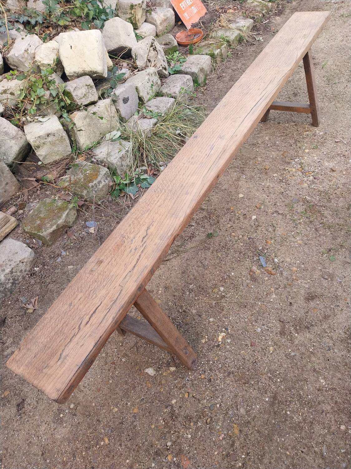 Old oak farm bench