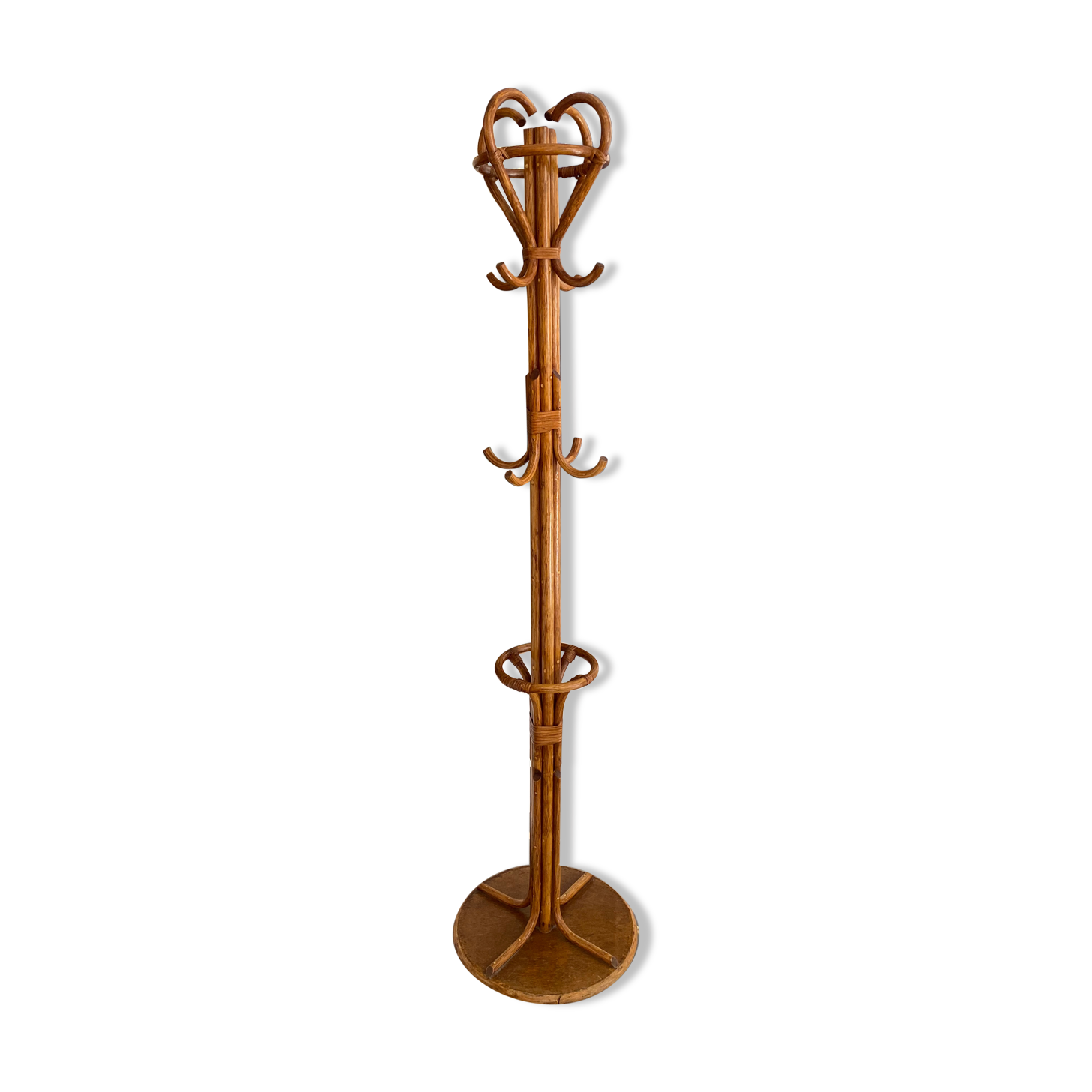 Vintage rattan parrot coat rack