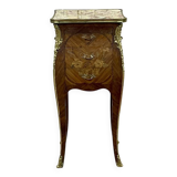 Louis XV style bedside table in rosewood and oak from the 70s with marble top