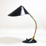 1950s Cosack Cobra black desk or table lamp in brass, mid-century, Stilnovo style.