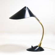 1950s Cosack Cobra black desk or table lamp in brass, mid-century, Stilnovo style.