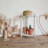 Old green patinated wooden shelf