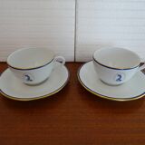 2 tasses à chocolat porcelaine Bernardaud Limoges modèle dauphin - B & Cie