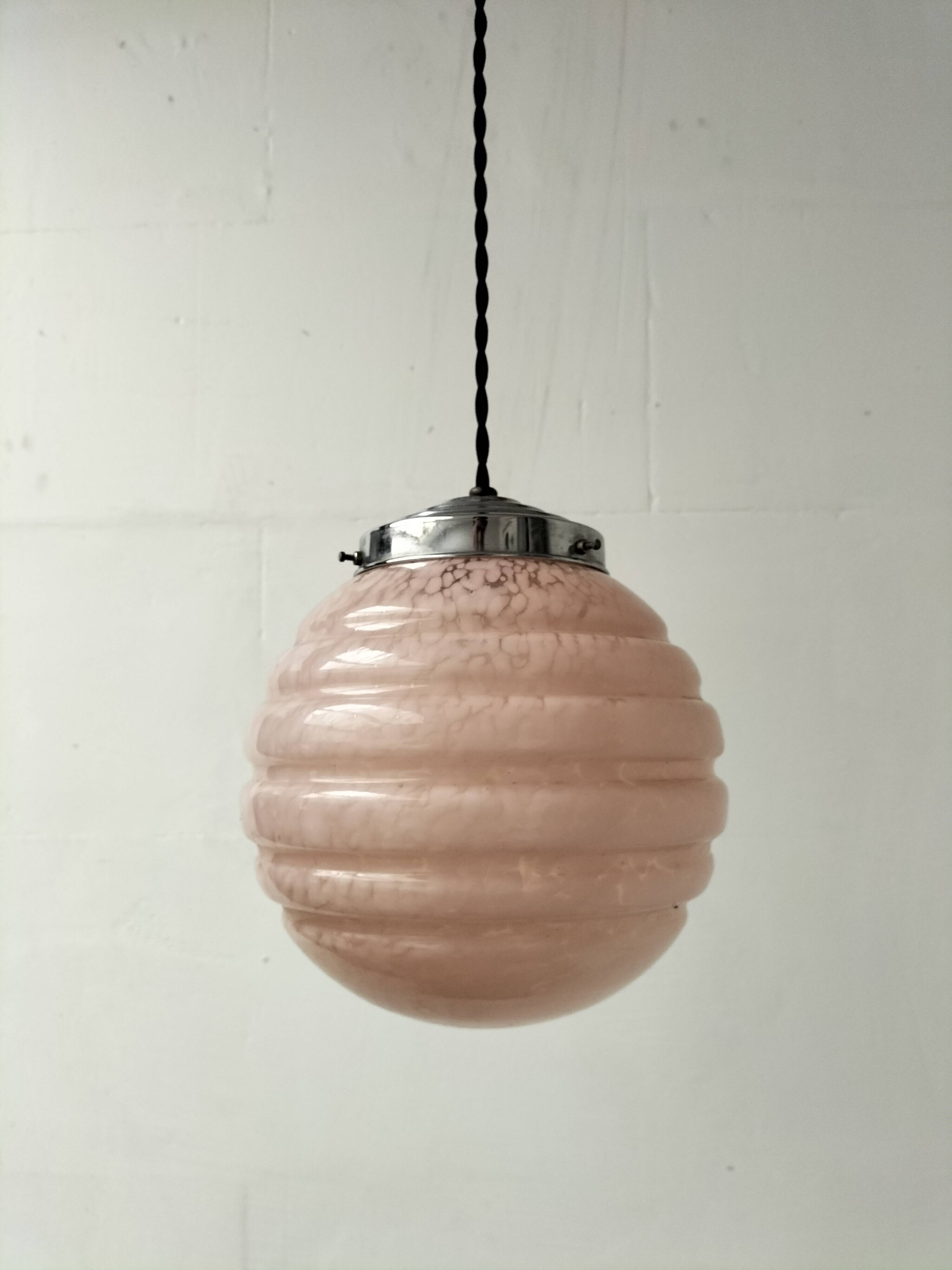 pink opaline pendant light