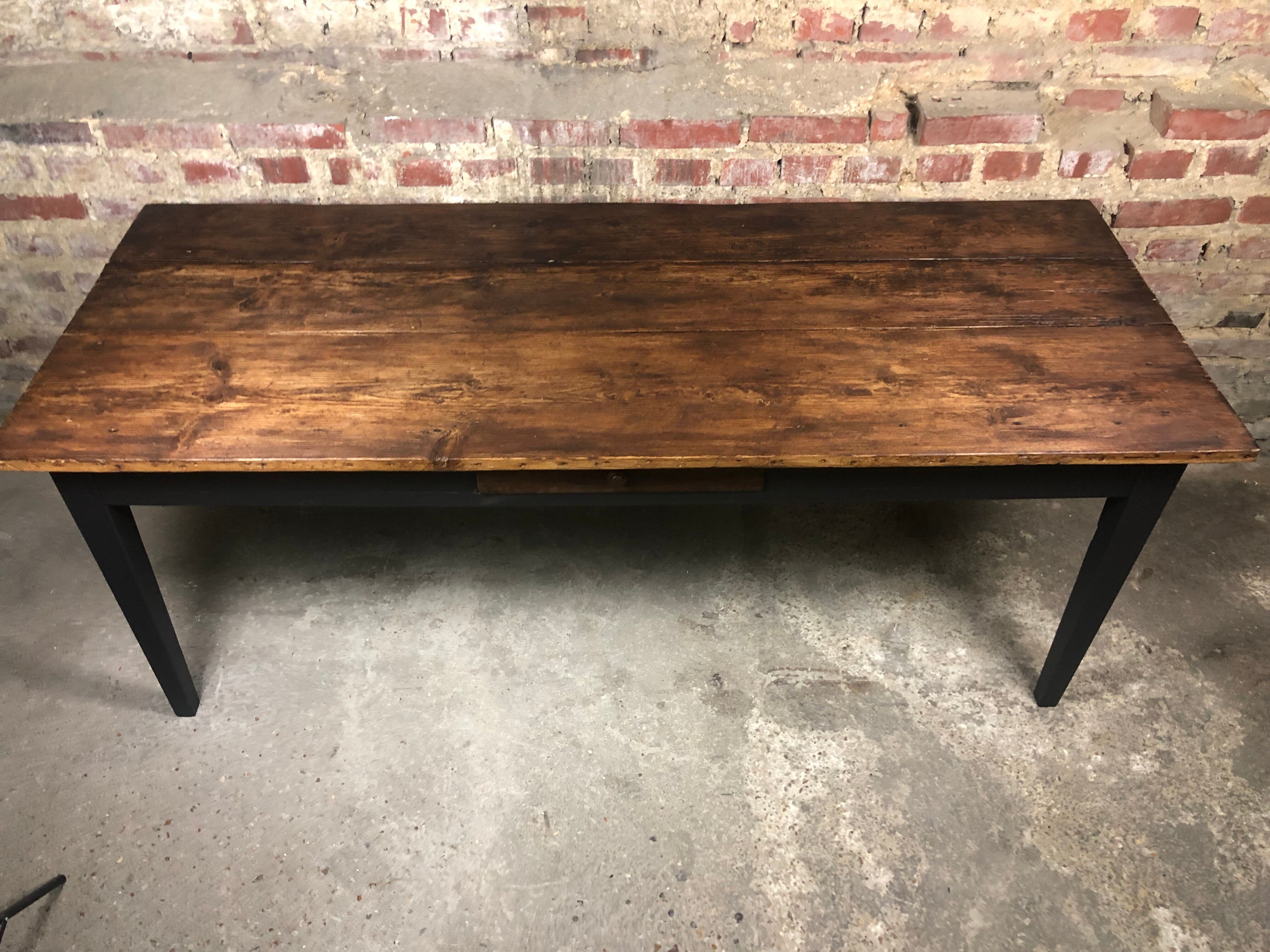Farm table in pitchpin and pine late XIX
