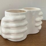 Vintage vase Enamelled ceramic hands 70s