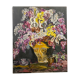 Ancient painting, still life with lilas and iris signed Bonnefond 70s