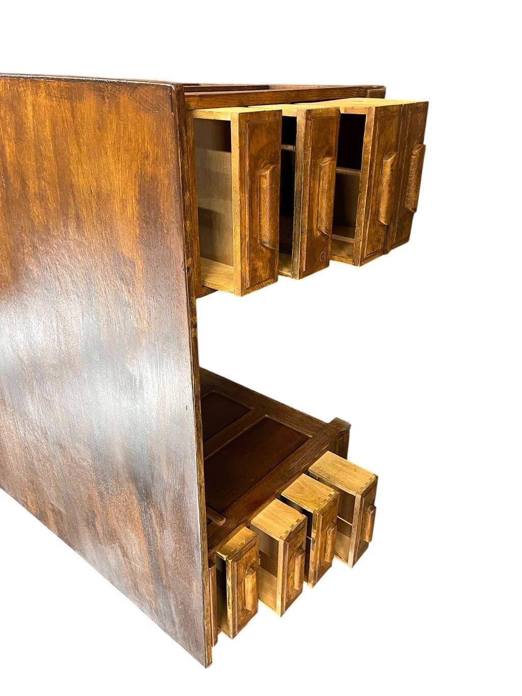 Bureau vintage XL profond en bois / bureau double face