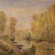 Peinture de paysage signée A. Corradi, années 1950.