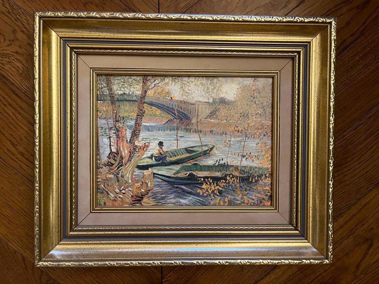 Painting: oil on canvas - animated lake landscape