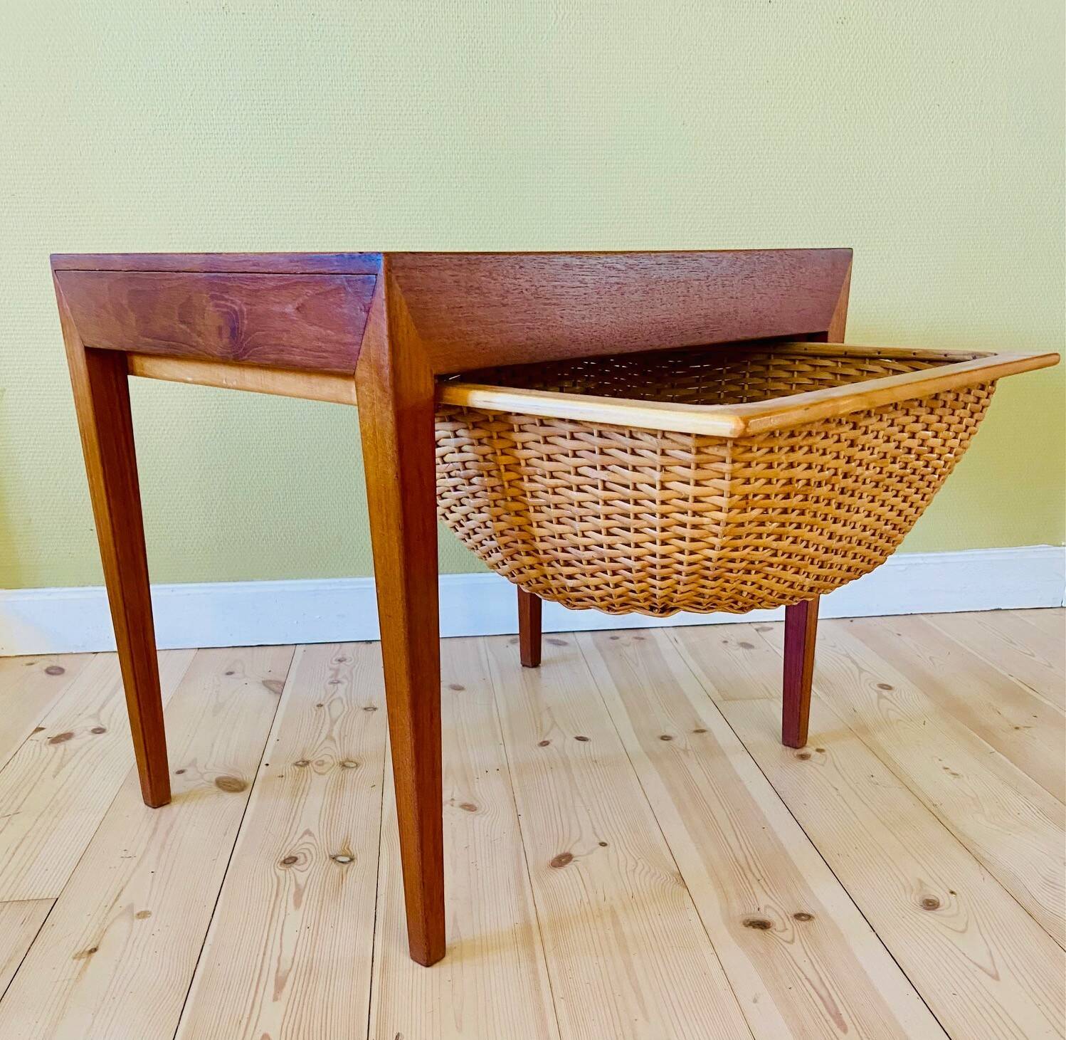 Vintage Danish teak sewing table by Severin Hansen for Haslev Furniture 1960