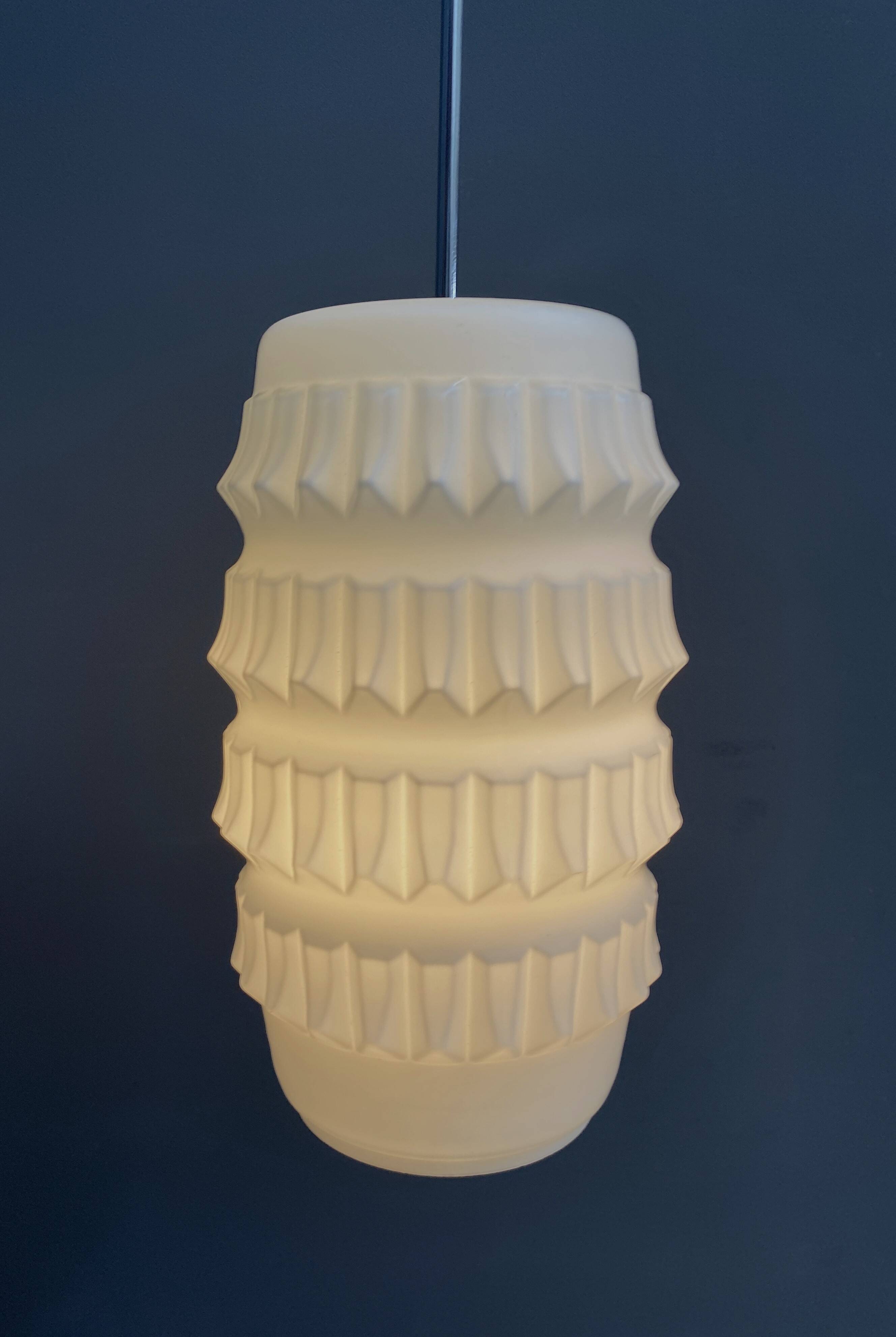 White glass Brutalis pendant lamp 1960s