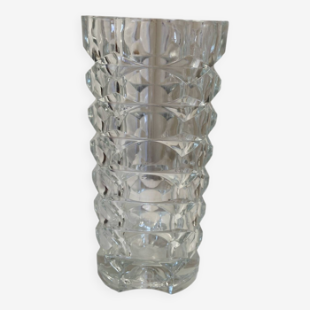 Semi-Crystal Geometric Vase Windsor Luminarc 1950s - Chic and Very Design Piece
