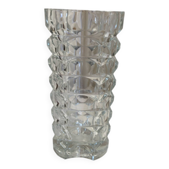 Semi-Crystal Geometric Vase Windsor Luminarc 1950s - Chic and Very Design Piece