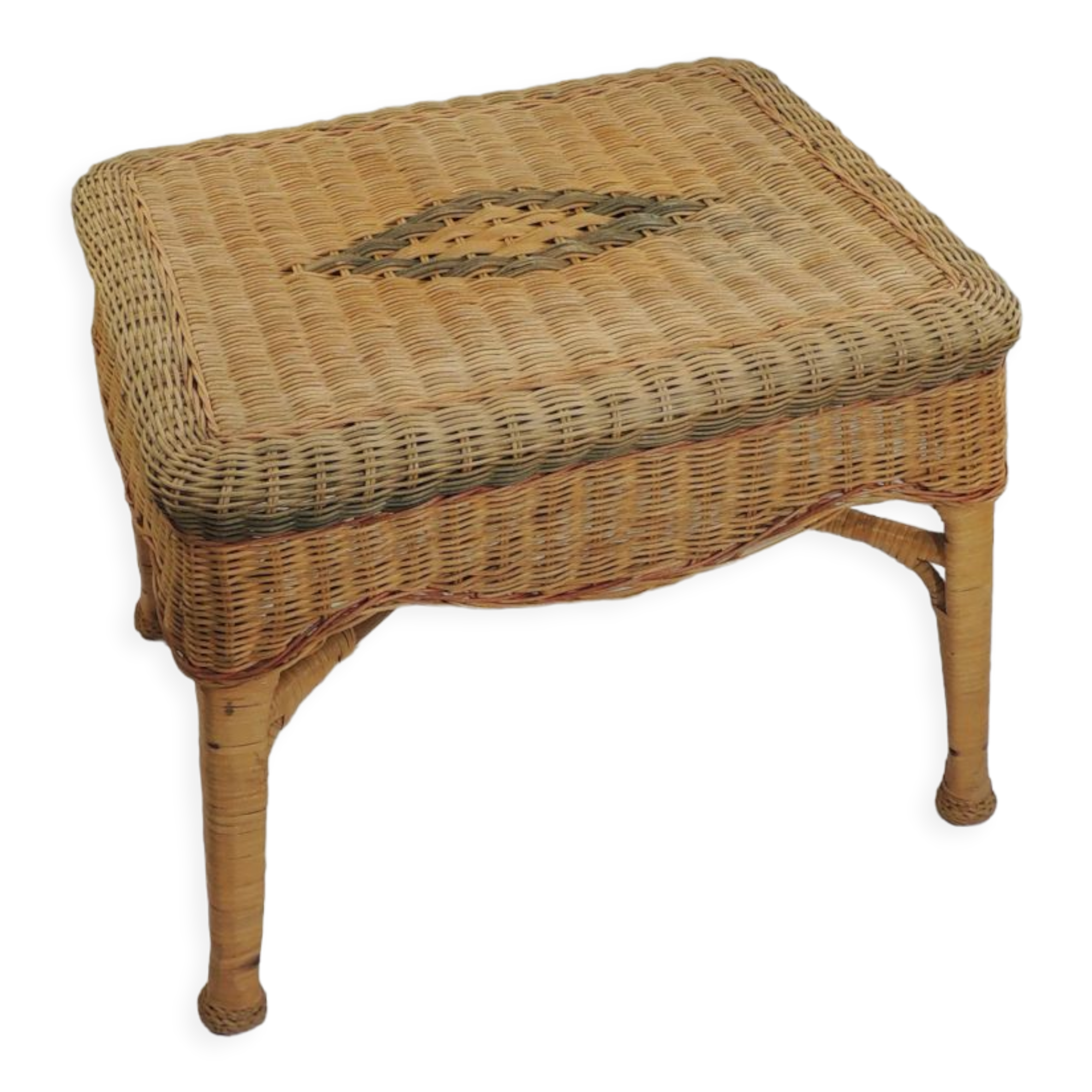 Rectangular woven wicker coffee table /Bamboo /rattan / vintage