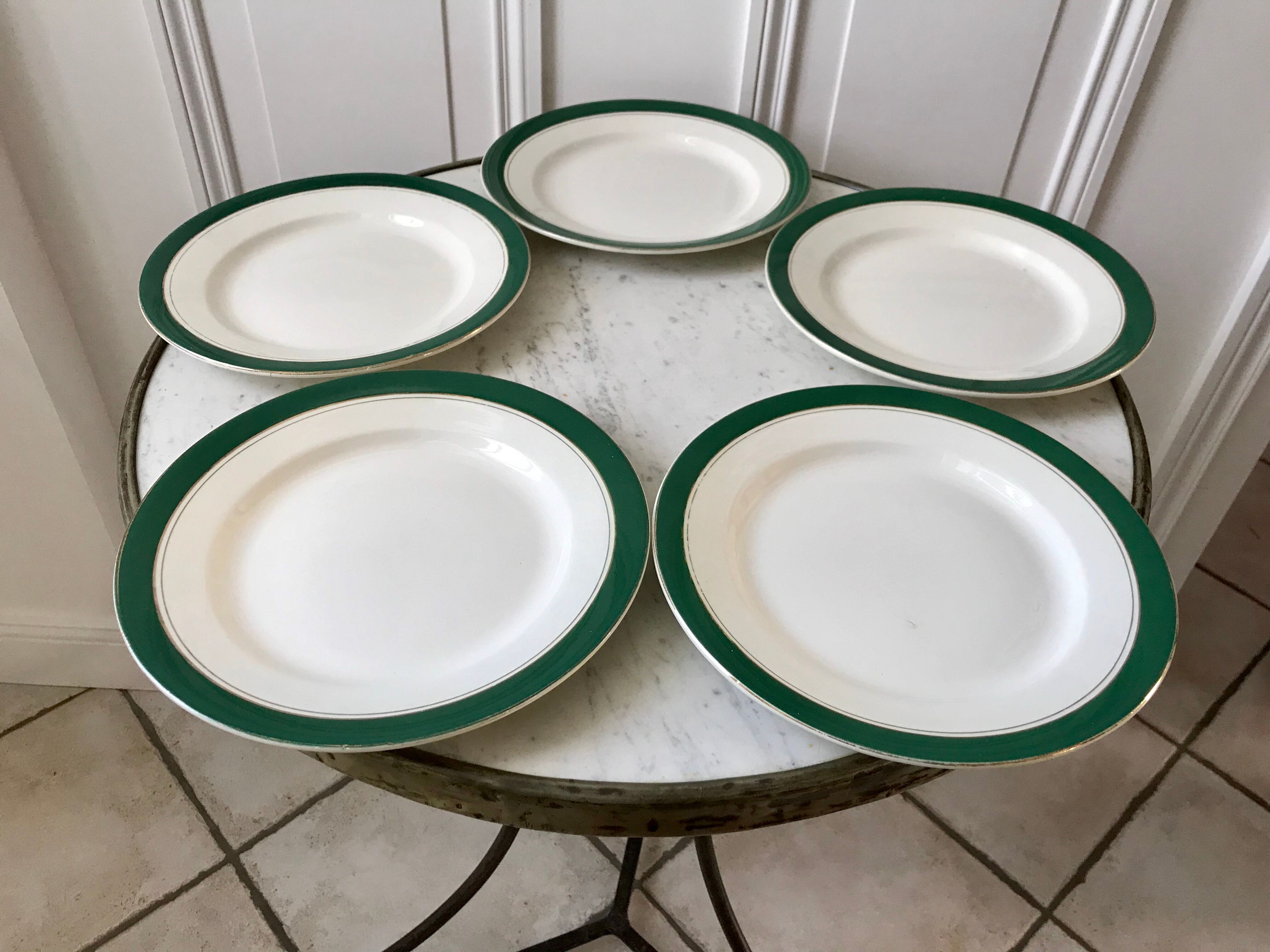 Set of 5 flat plates Digoin Sarreguemines model "Savoie" years 50-60