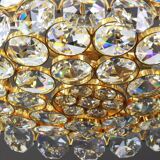 Chandelier in gilded brass and crystal glass inlaid by Palwa, Germany, 1970s.