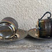Paire Tasse à thé métal argenté