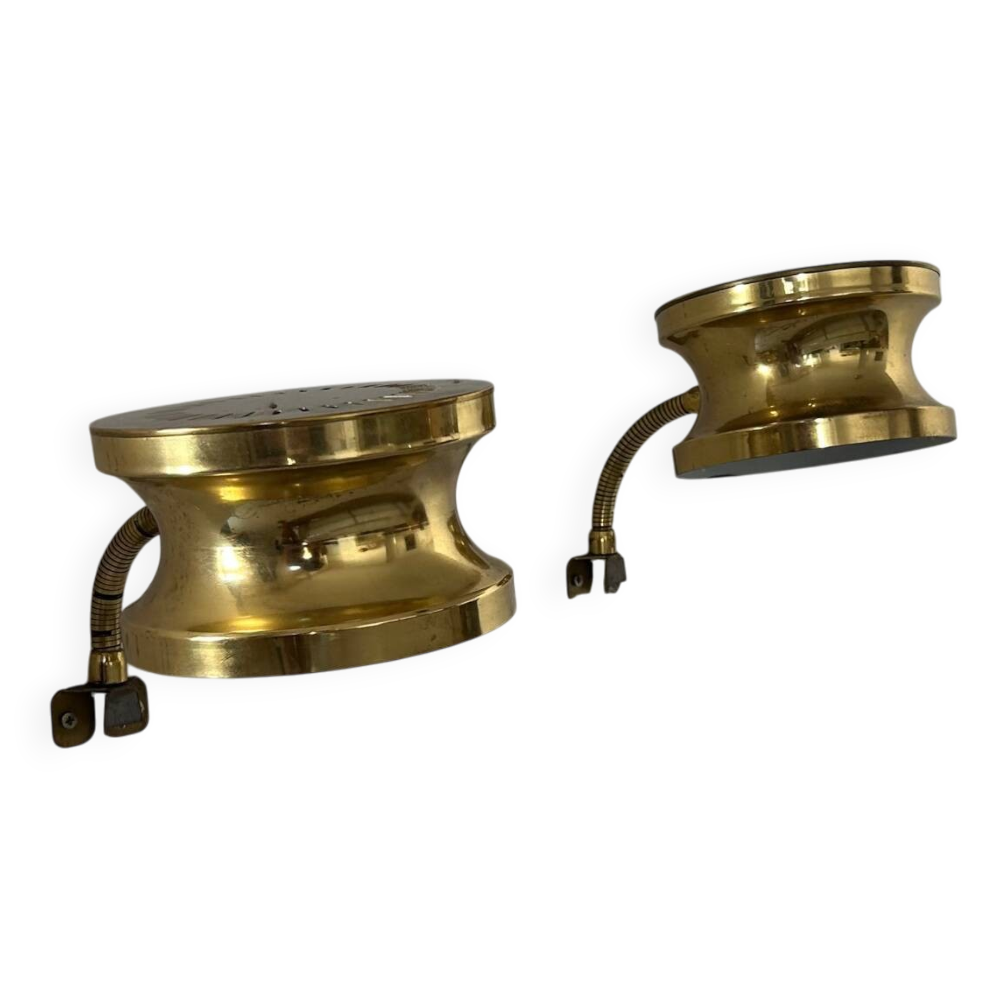 Pair of vintage adjustable wall lights, brass, Sweden 1960