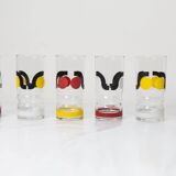 Set de 6 verres à eau 1970 sérigraphié