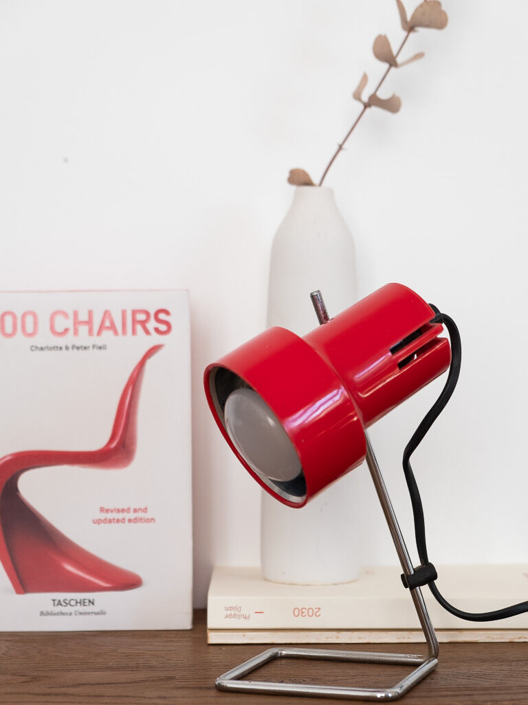 Small red vintage lamp