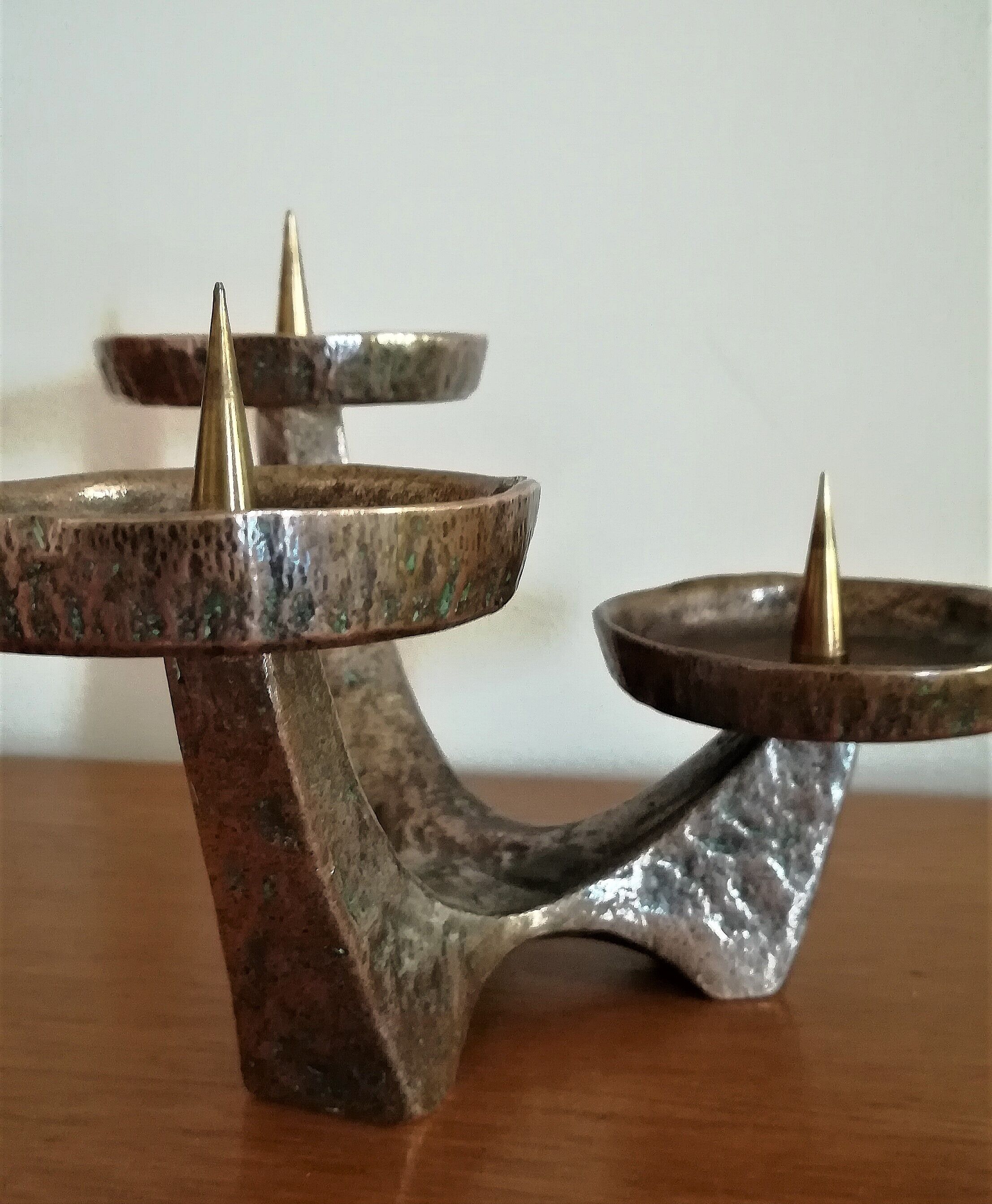 Vintage patinated bronze bougeoir 60/70v
