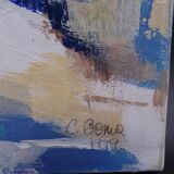 The Greek village - Pastel blue and ochre tones - Signed dated