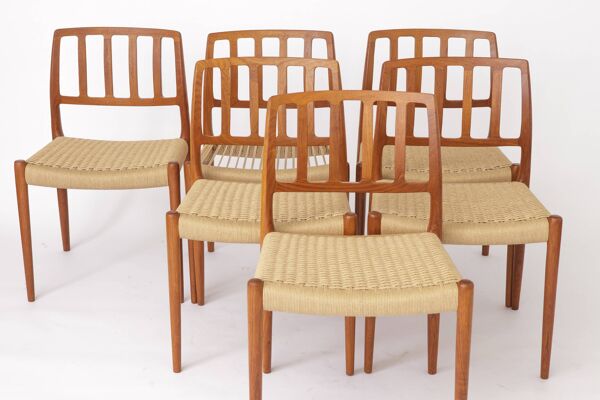 6 chaises Niels Otto Møller modèle 83 – Chaises de salle à manger danoises en teck, années 1970