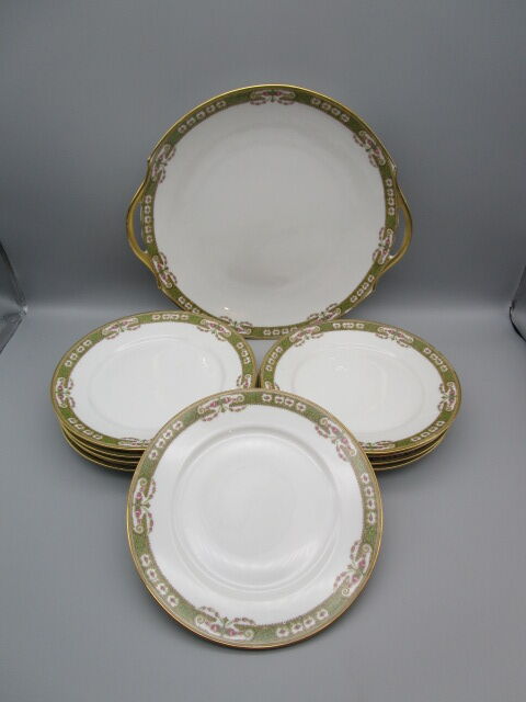 Old dessert service in Limoges porcelain
