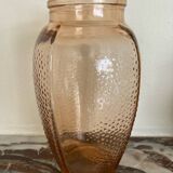 Art Deco pink molded glass vase