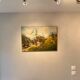 Old painting, Swiss mountain landscape signed H Herzer, mid-XX century