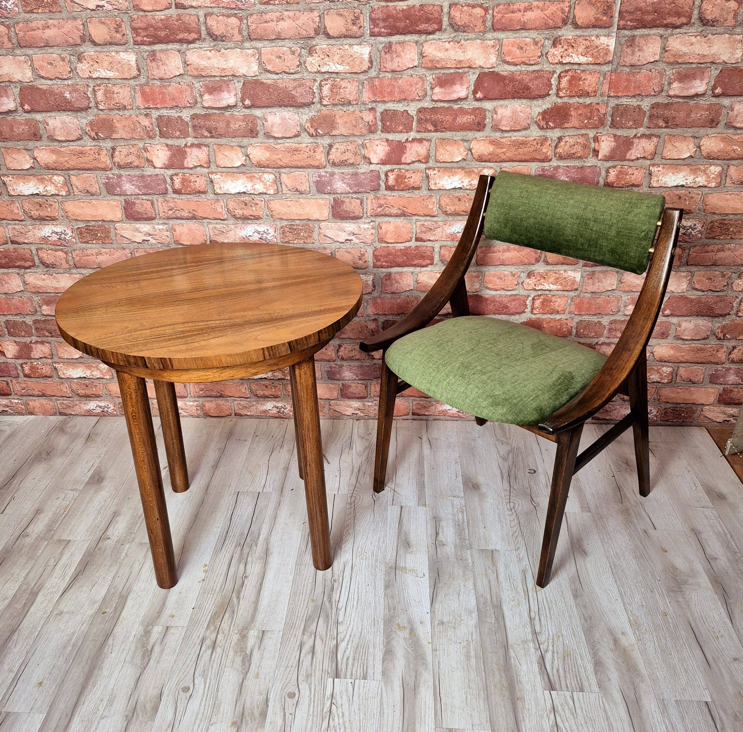Renovated art deco round coffe table, Poland 1950s