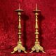 Pair of napoleon III era candle spikes in gilded bronze around 1850