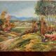 Oil painting on panel of a rural landscape, signed.