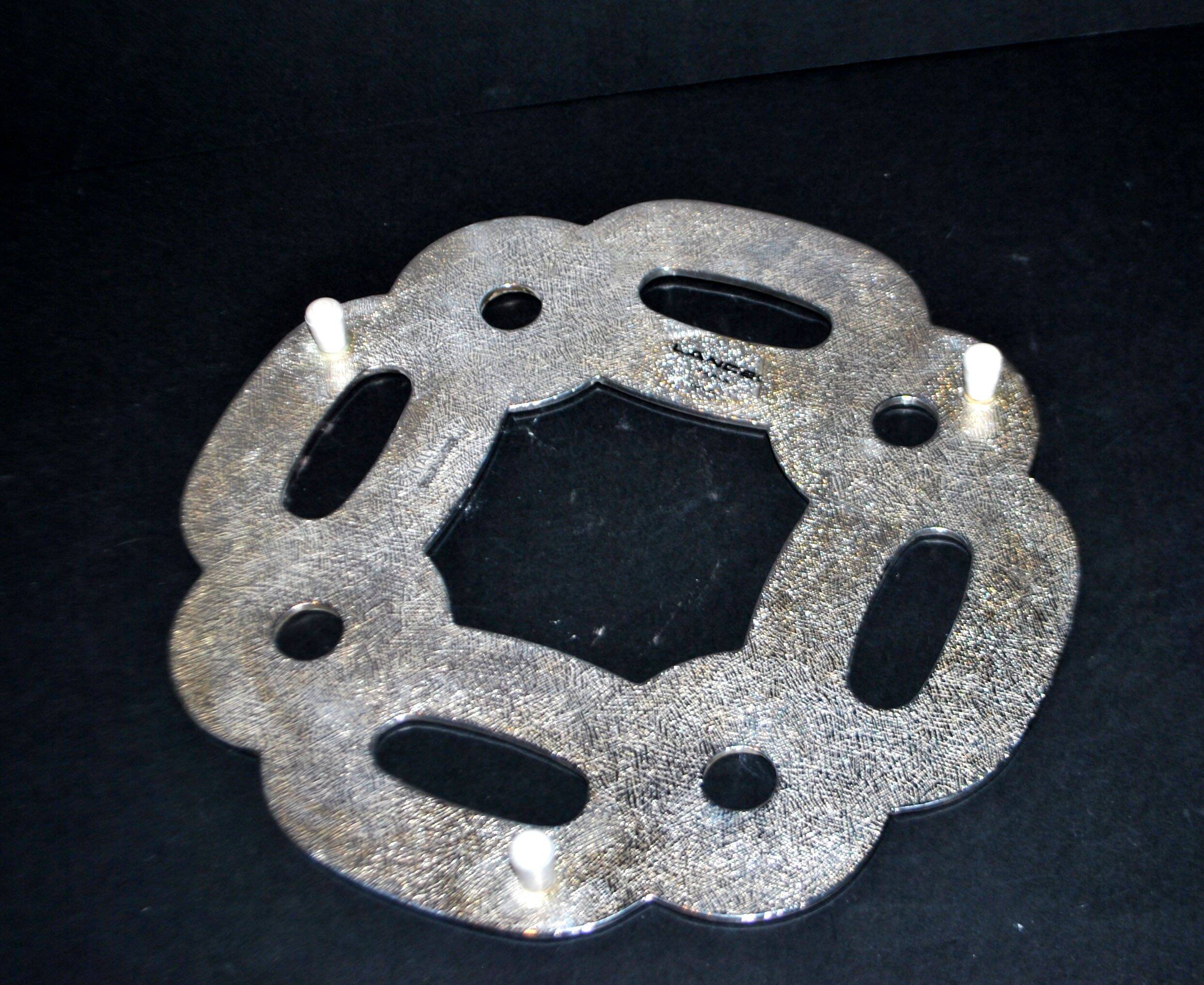 LANCEL silver-plated metal trivet with "Lancel Paris" label, vintage 1970s