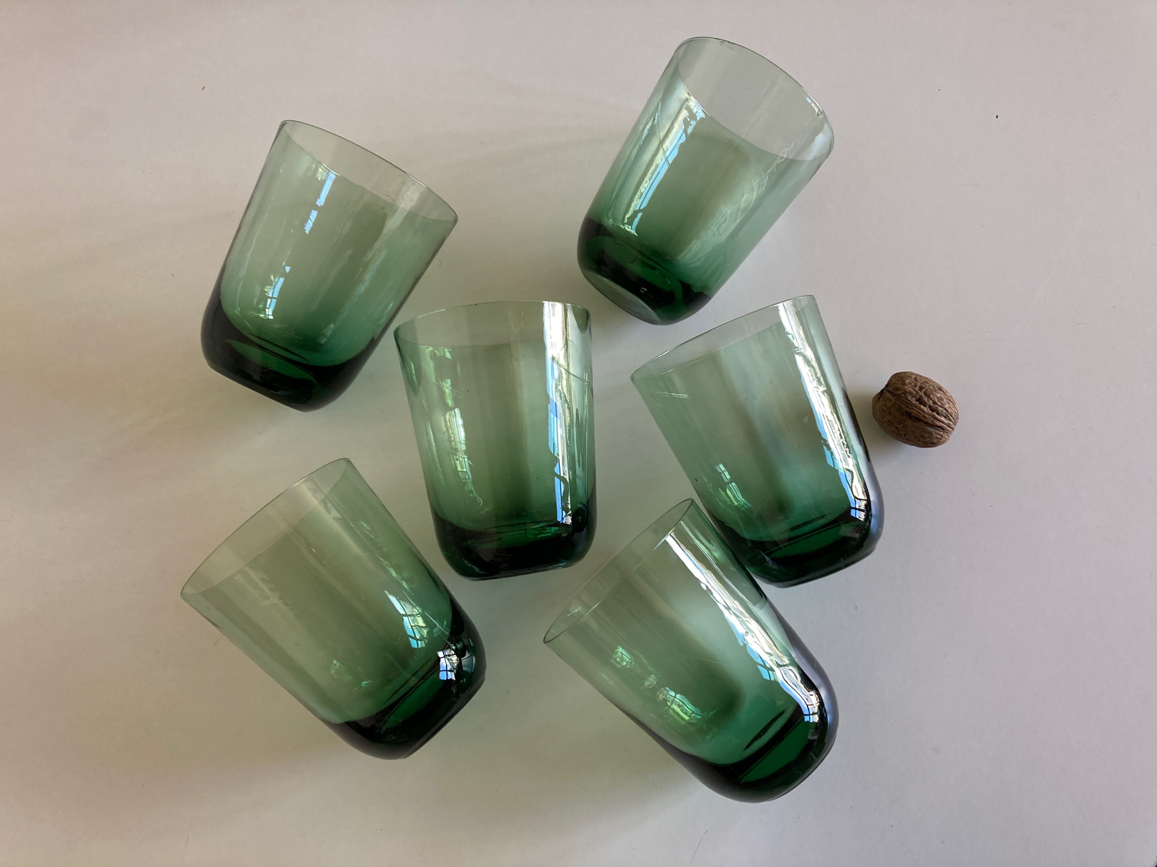 Set de 6 verres gobelets XL 1960 en verre vert