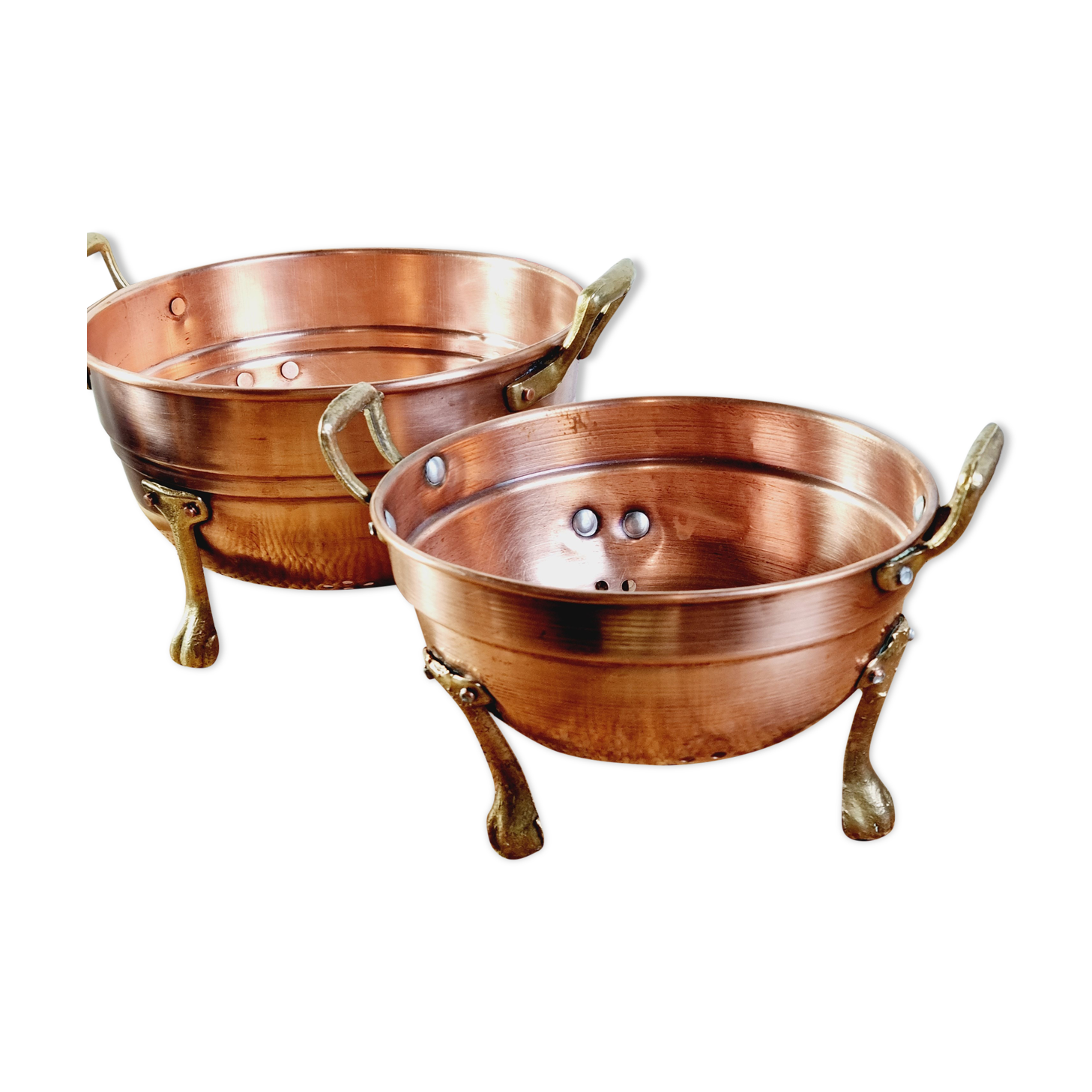 Copper and brass strainer lion's leg