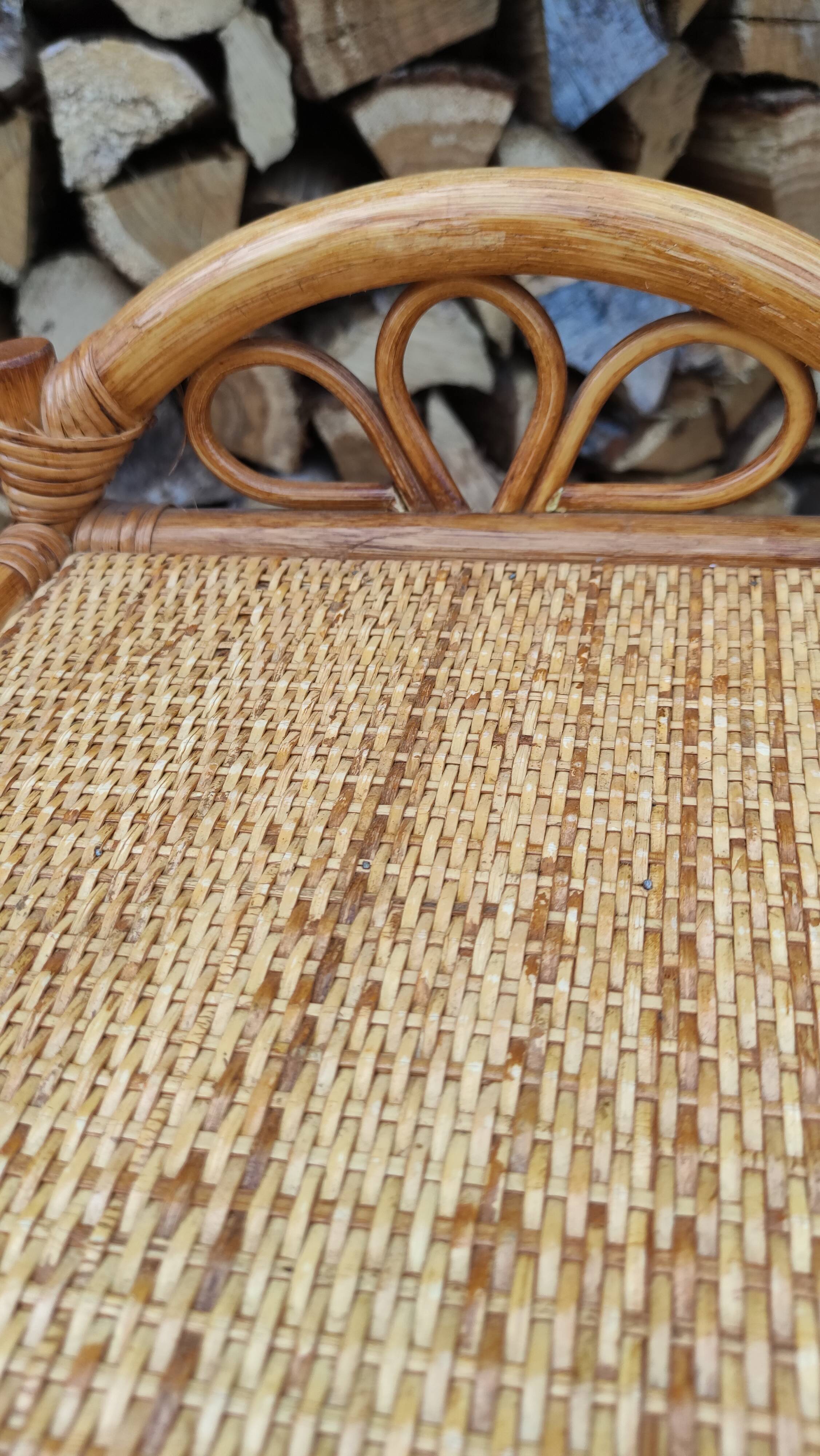 Chevets table de nuit en rotin vintage