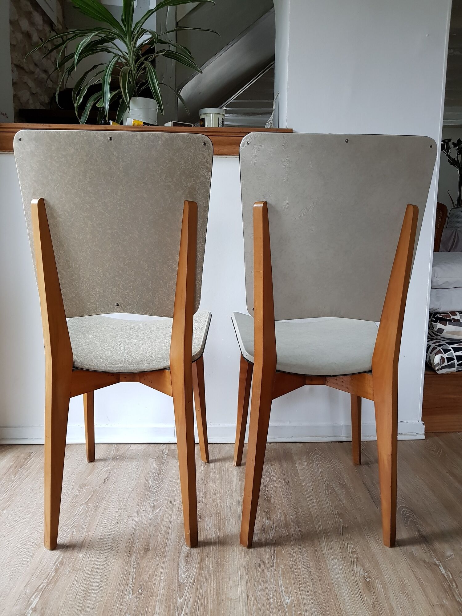 Pair of vintage Scandinavian-style skai chairs