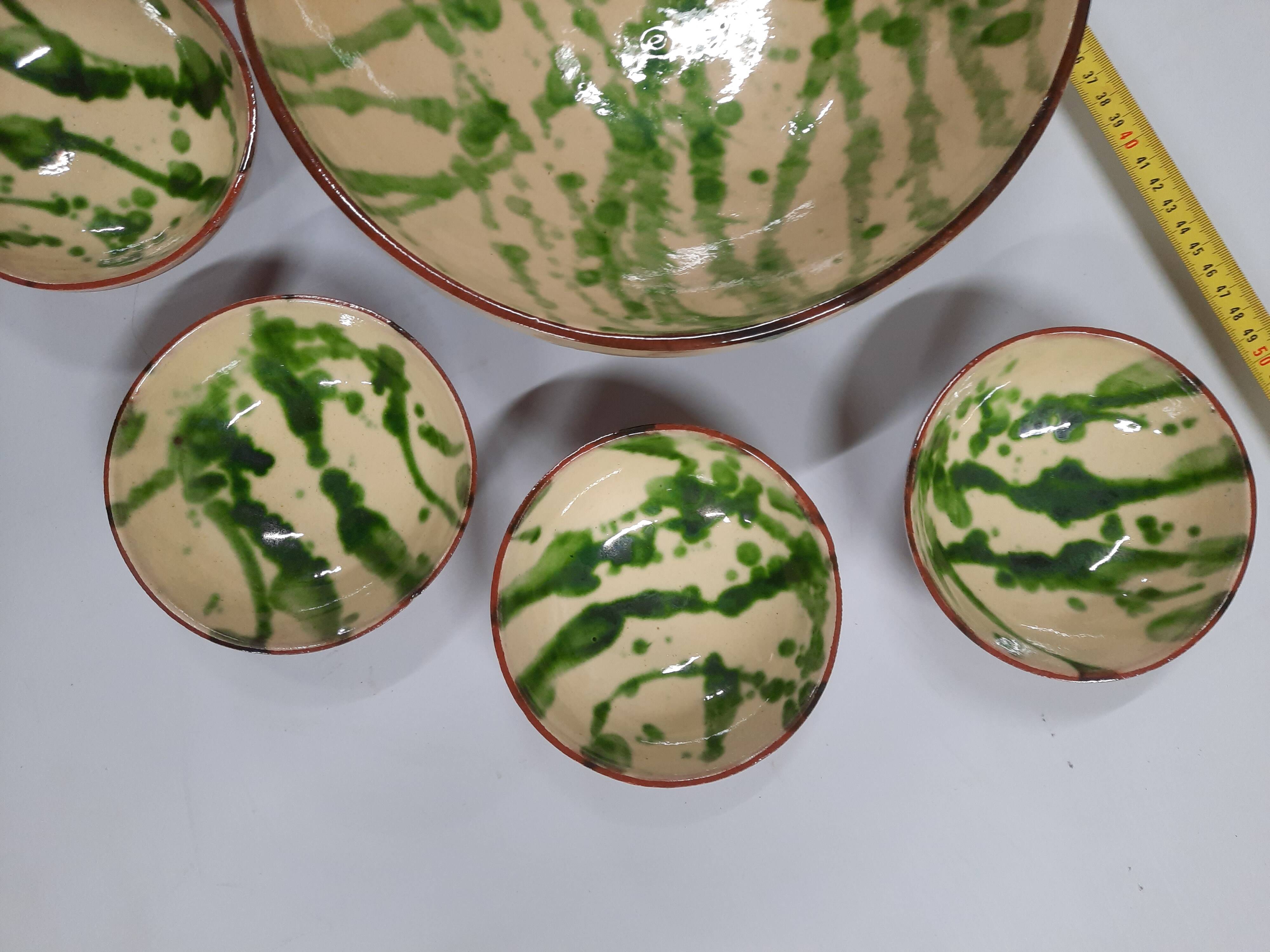 Glazed terracotta dessert service from alsace