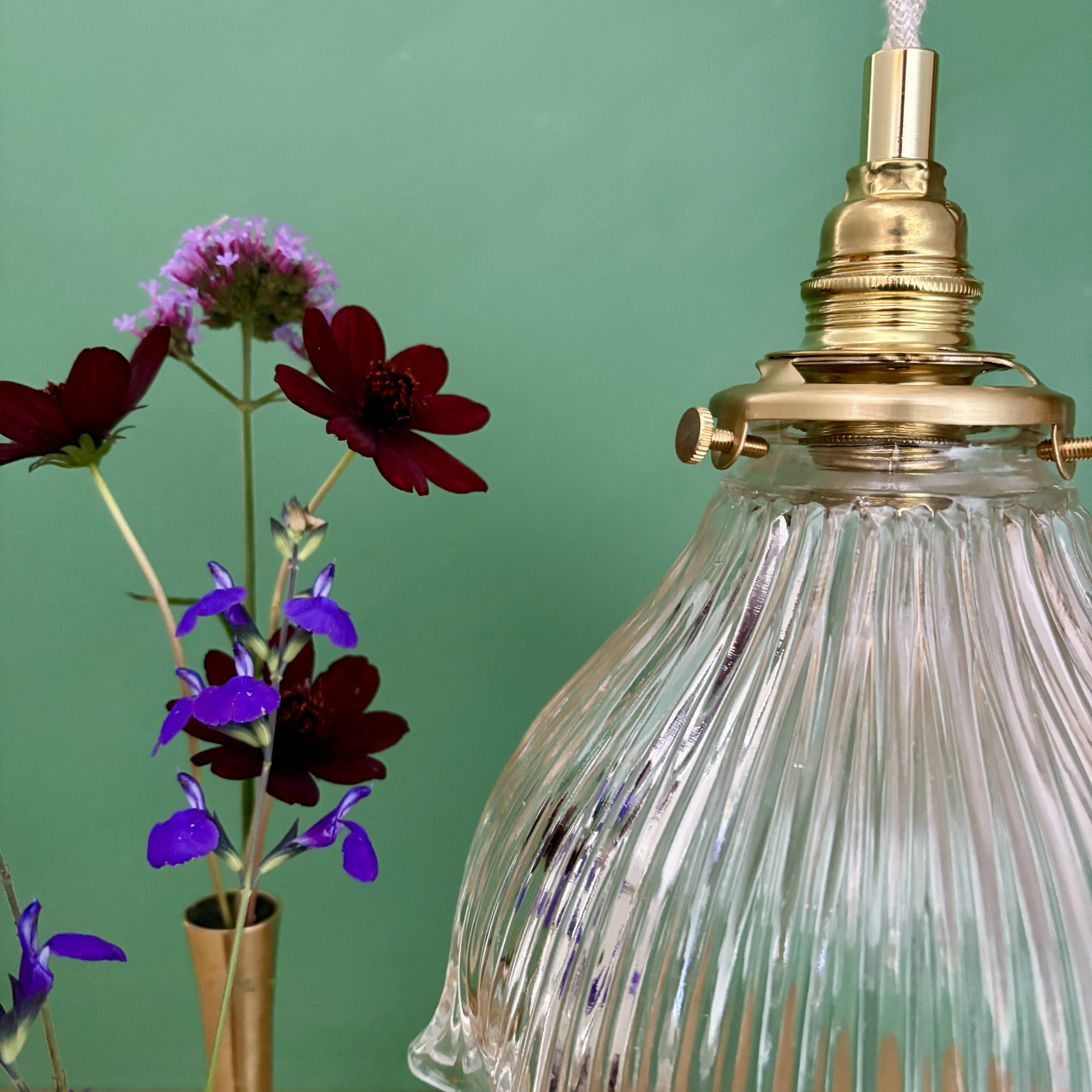 Vintage Holophane Glass Pendant Lampshade (HU1)