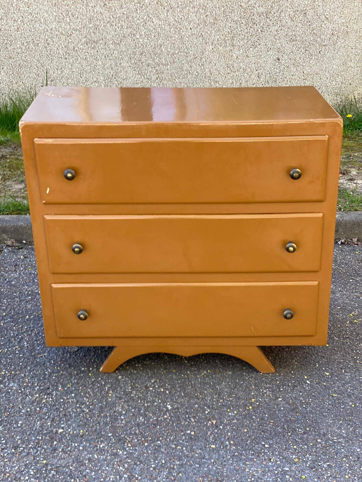 Commode art deco pied moustache 1950 avec 3 tiroirs