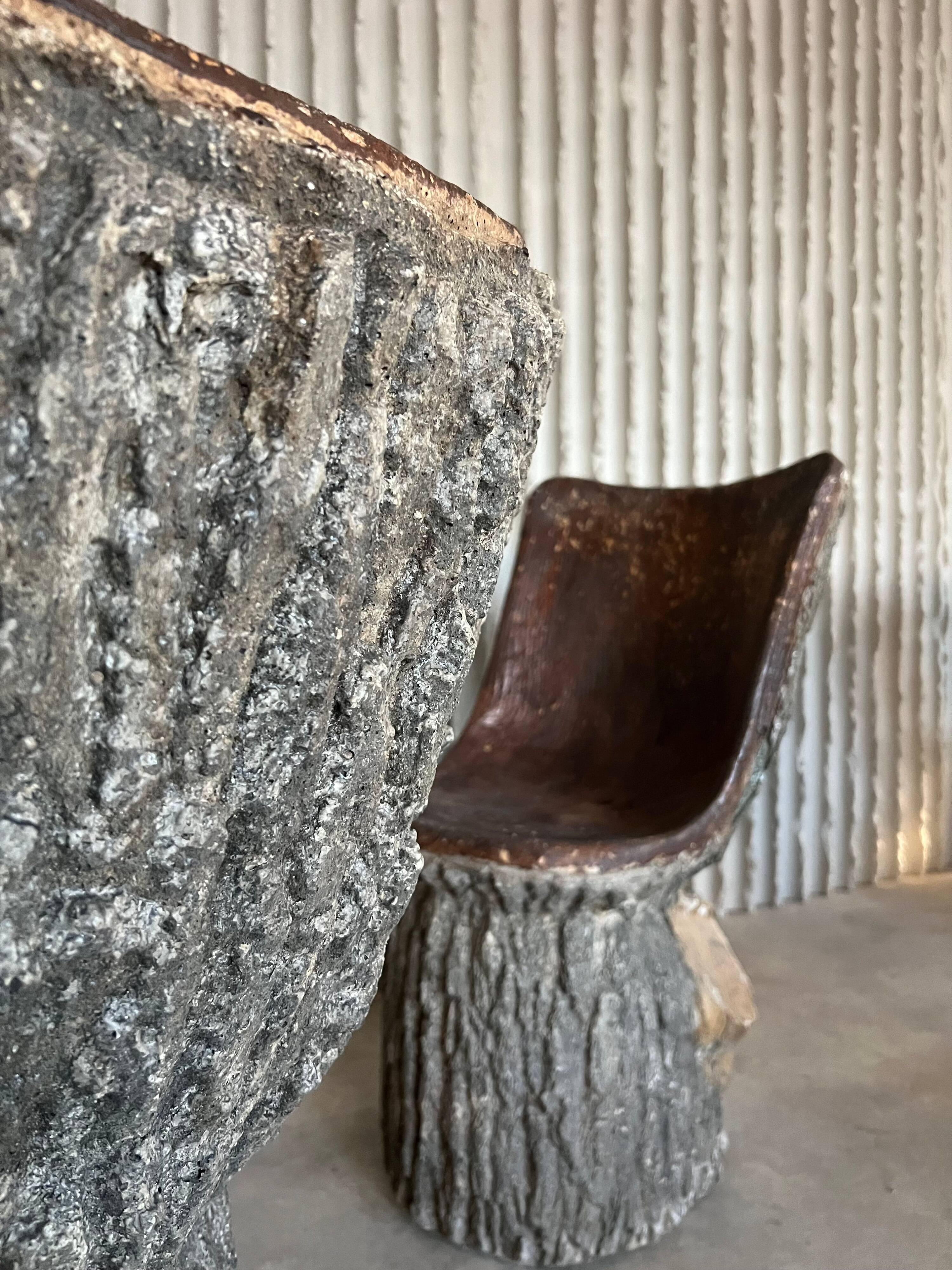 Italian faux bois concrete garden chairs