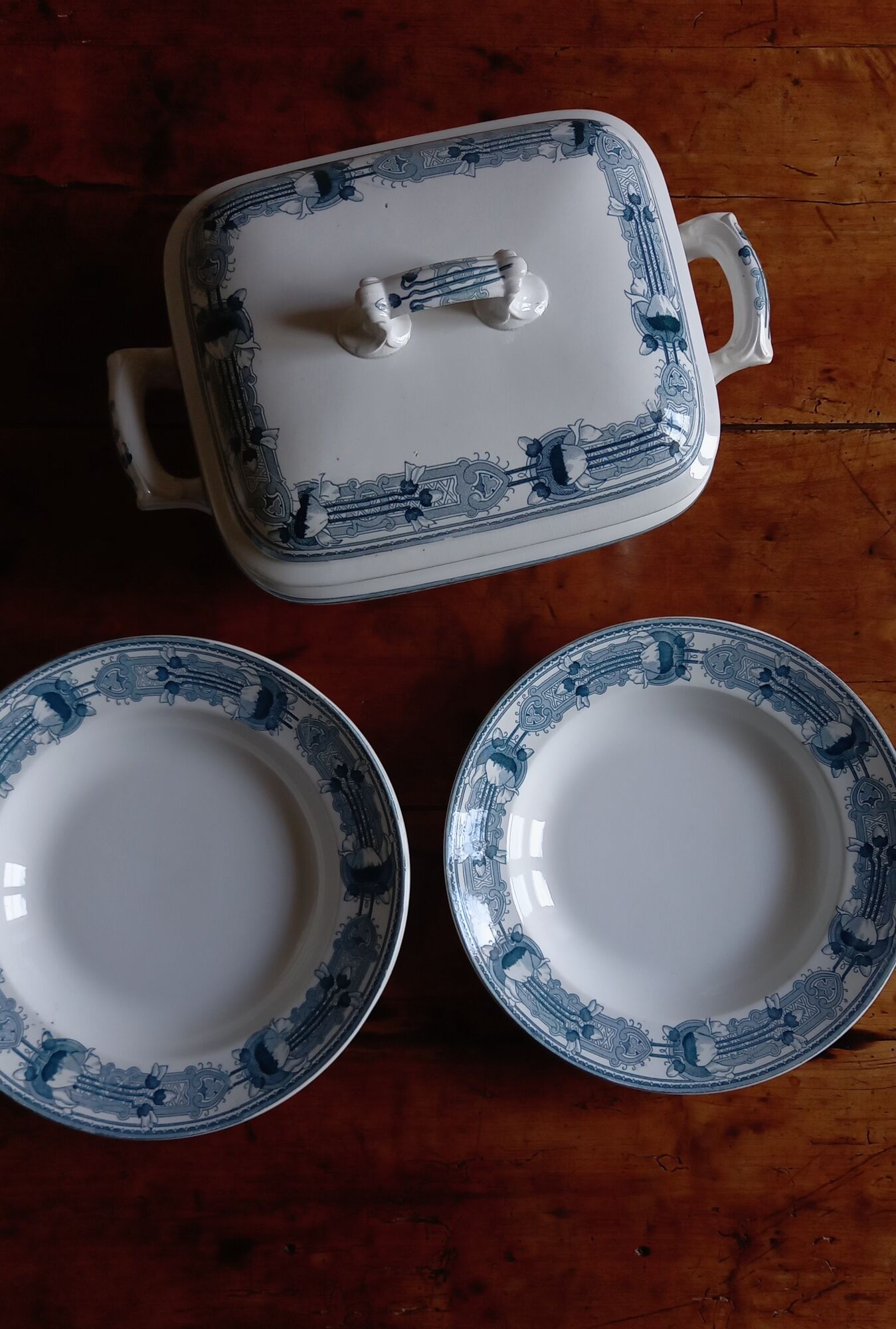 6 old hollow earthenware plates Terre de Fer Massena Creil Montereau (ø 25 cm)