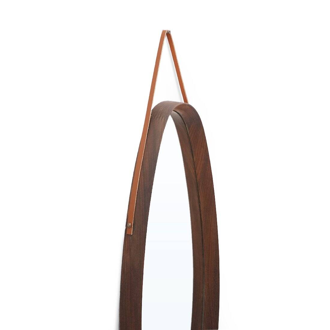 Oval wall mirror in teak, 1960s